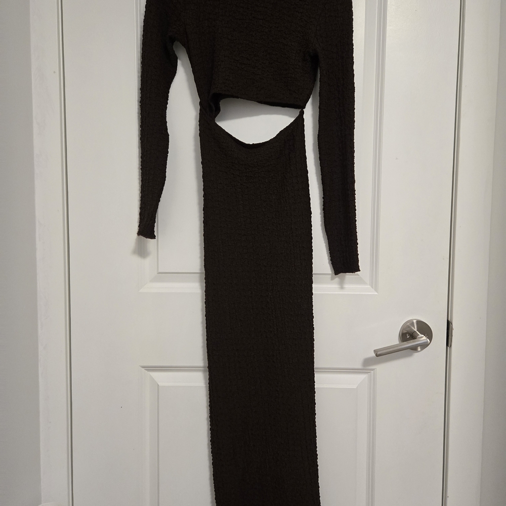 Zara Dark Brown Textured Knit Top